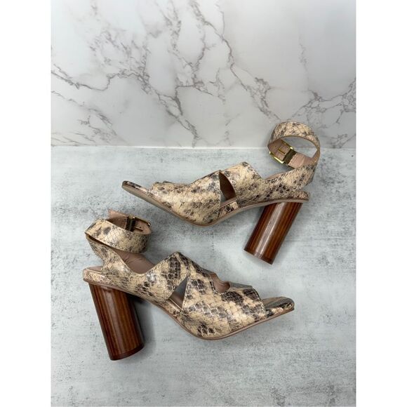 Cole Haan Sandals Womens Size 5.5B Leather Snakeskin Print Ankle Strap Heels - Picture 8 of 13